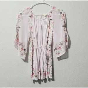 Anthropologie One September Garden Border Top Size S Pink Purple
